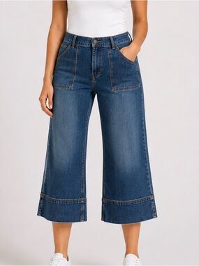Gloria Vanderbilt Deep Blue Cropped Jeans SZ 6 front hip pockets AB stretch